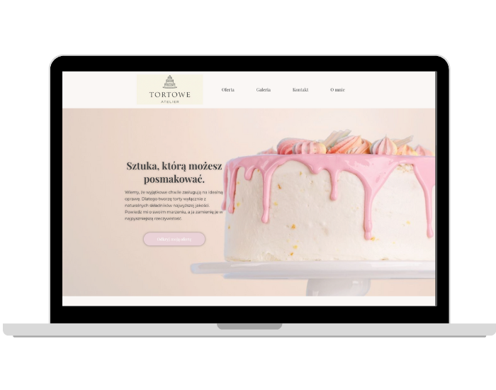 Portfolio e-com.lift: strona wizerunkowa dla luksusowej cukierni i marki premium.